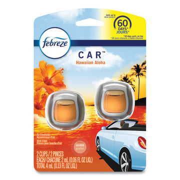 Febreze® Car Air Freshener, Hawaiian Aloha, 2 Ml Clip, 2-pack, 8 Packs-carton freeshipping - TVN Wholesale